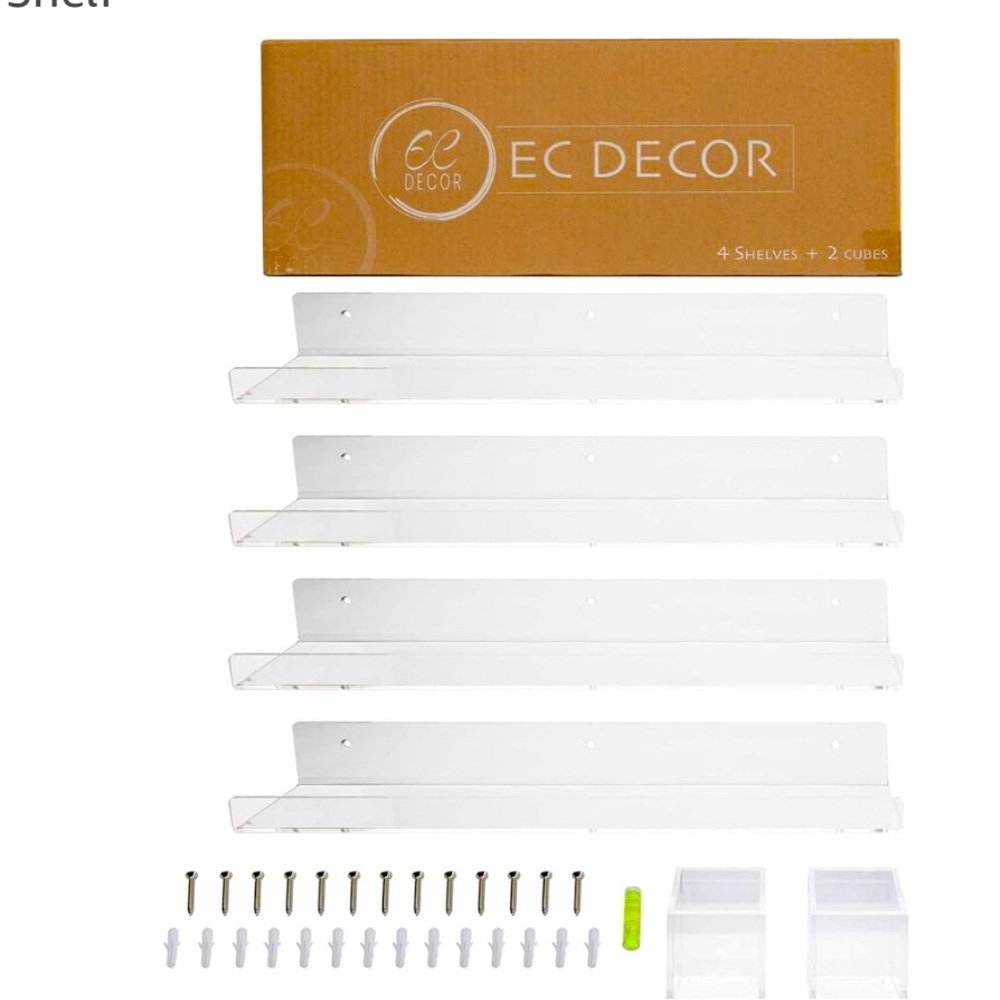 Clear acrylics floating bookshelves (includes 2)